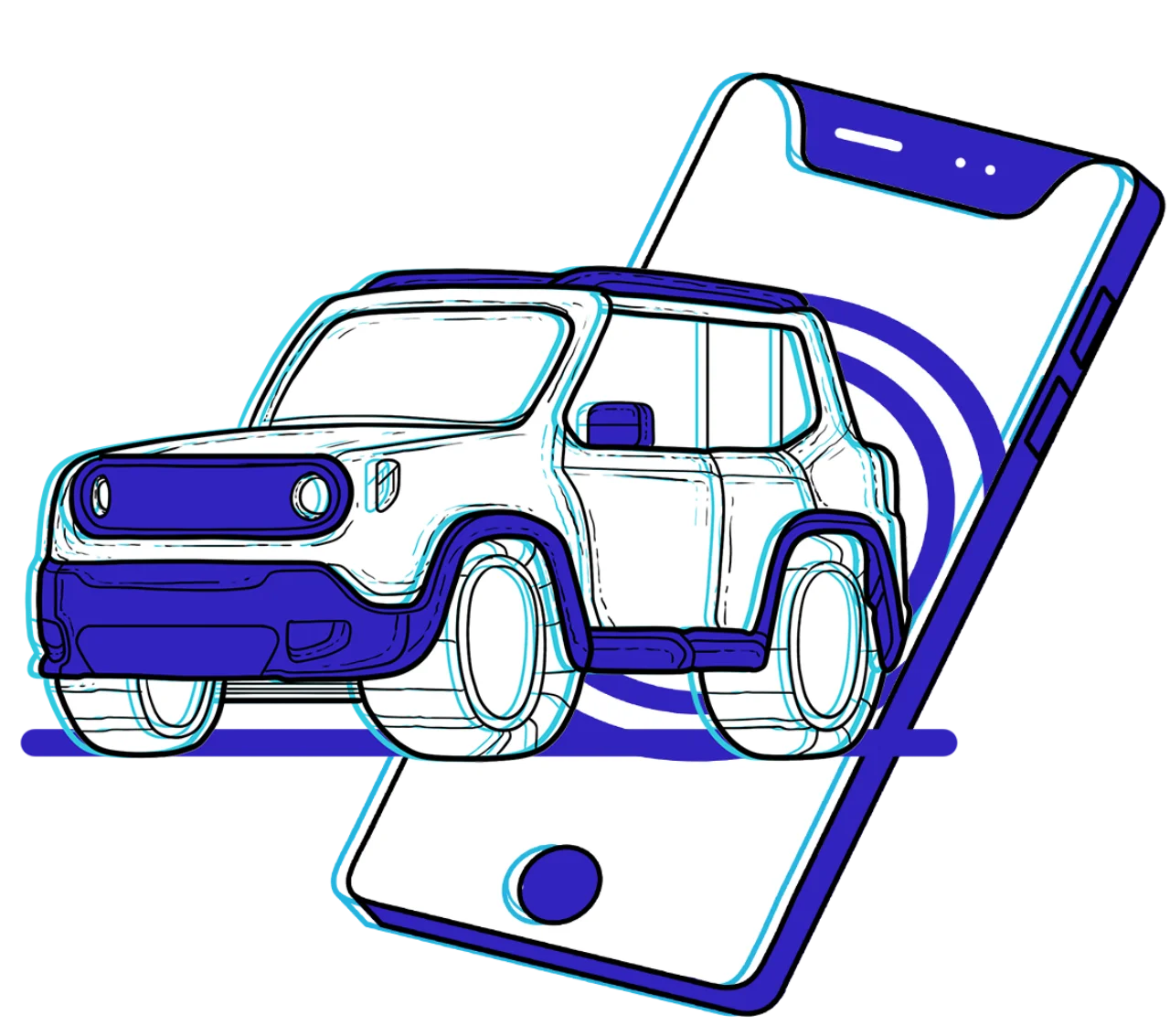 Carro em cima da tela de celular para citar o Seguro Auto do Madaseg